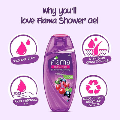 Fiama Shower Gel Blackcurrant & Bearberry Body Wash for Radiant Glowing & Hydrating Skin