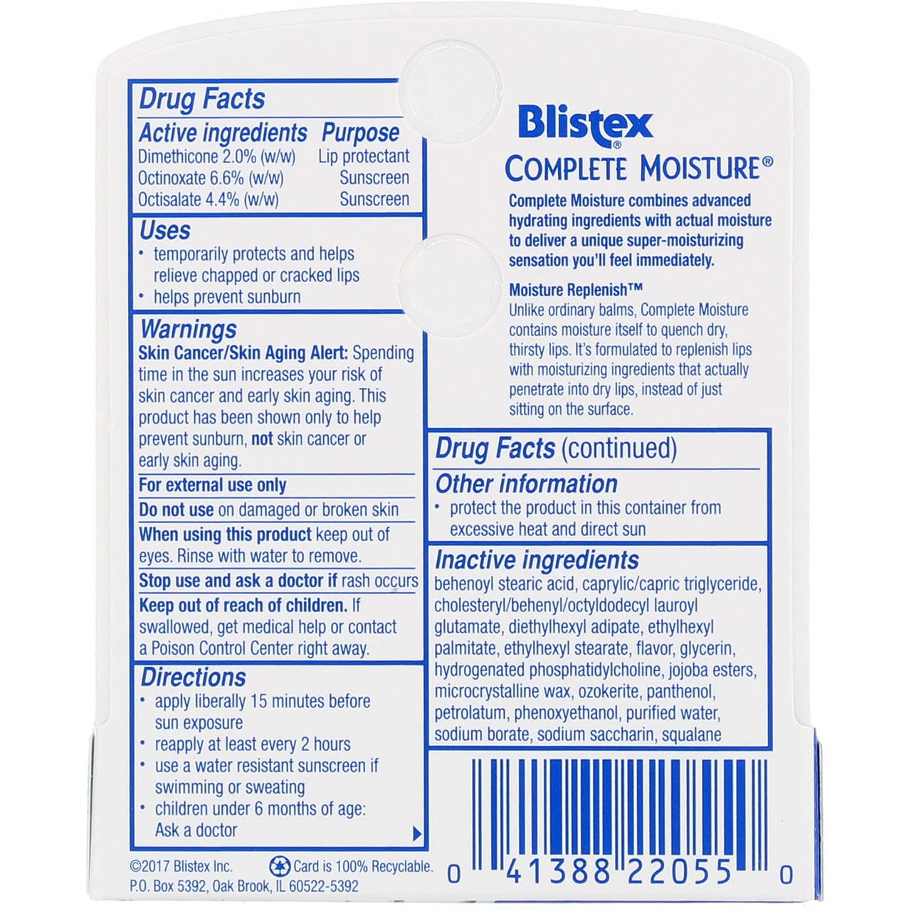 Blistex Complete Moisture Lip Balm with SPF 15