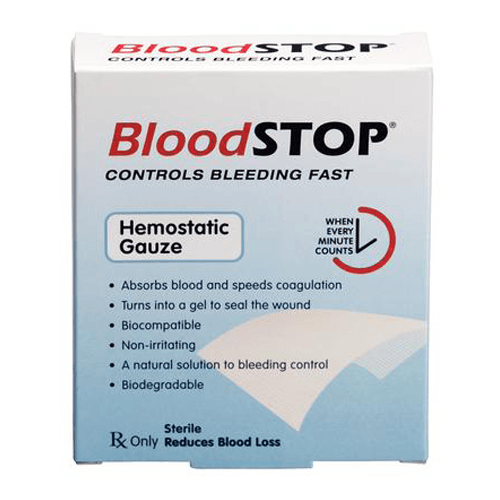 BloodSTOP Advanced Hemostatic Gauze 2 inch x 2 inch, 20/pk