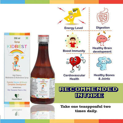 HealthBest Kidbest Multivitamin & Multimineral Syrup for Kids