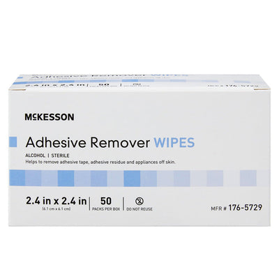Adhesive Remover Wipes 2.4 x 2.4 Inch, Individual Packets, 50 per Box