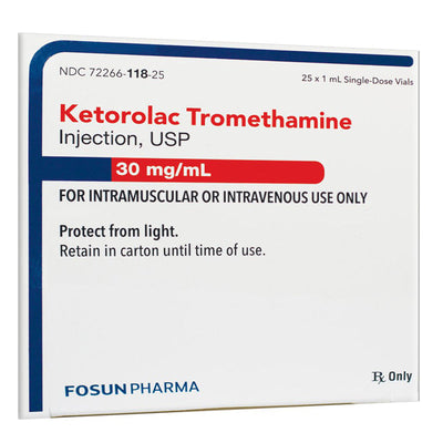 Ketorolac Injection 30 mg/ mL, Preservative Free Single Dose 1 mL x 25/Tray (Rx)
