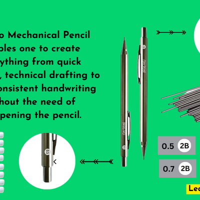 BRUSTRO Mechanical Pencil Set | HB-20 leads, 2B-20 leads,Spare eraser 8 units|Tip size 0.7 mm | Ideal for Students,Adults, Home, School, Office, Stationery Use |Writing, Sketching, Drawing,Mandala Art