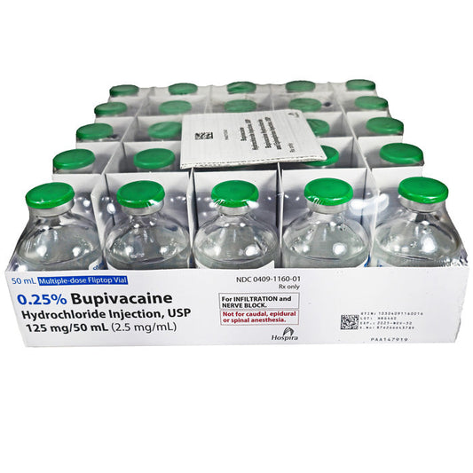 Bupivacaine 0.25% Injection Multiple Dose 50 mL Vials 25/tray (Rx)