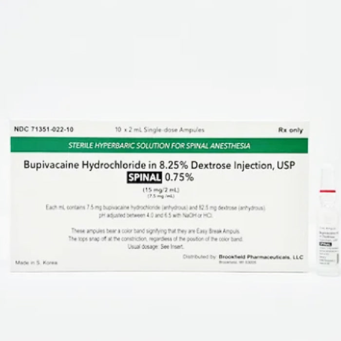 Bupivacaine Hydrochloride in 8.25% Dextrose Injection 0.75% (15mg/2mL) 10/Box (Rx)