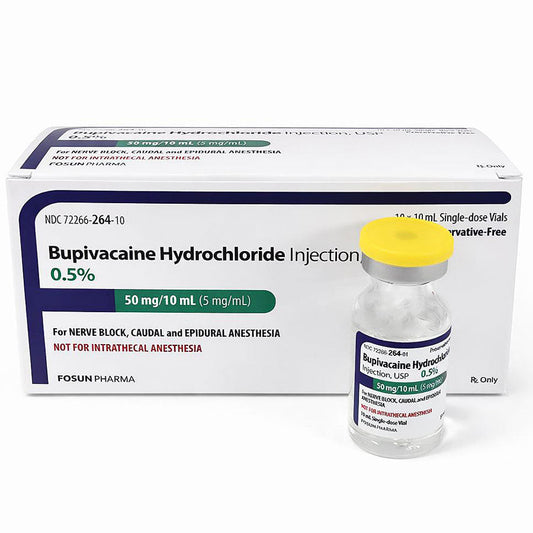 Bupivacaine Injection 0.5% Single Dose 50mg/10ml Preservative-Free 10 ml x 10/Box (RX)