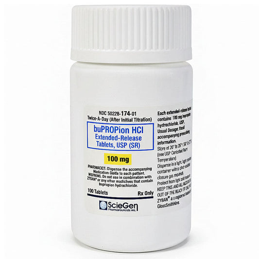 Bupropion SR Hydrochloride 100 mg Extended-Release Tablets 100 Count (RX)