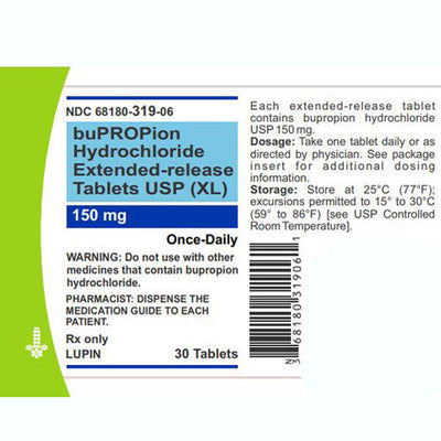 Bupropion Hydrochloride 150 mg Extended-Release Tablets USP (XL) 30 Count (RX)