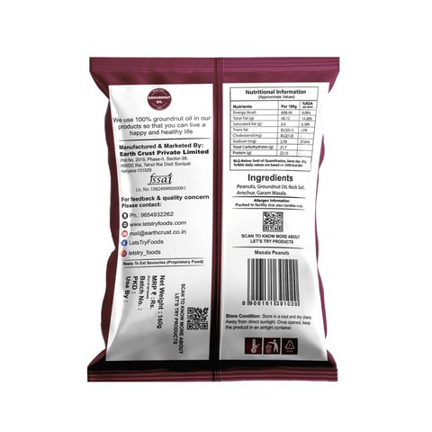 Let's Try Masala Peanuts With Rock Salt - 160 gms