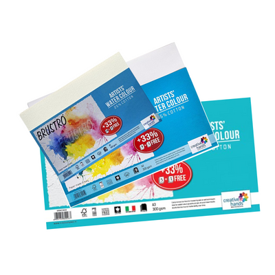 BRUSTRO Artists Watercolour Paper | 300 GSM, A4, 25% Cotton, Cold Pressed | Pack of 12 Sheets | Ideal for Artist, Professional Drawing, Painting Dry & Wet, Fine Art, School, Students, Watercolor