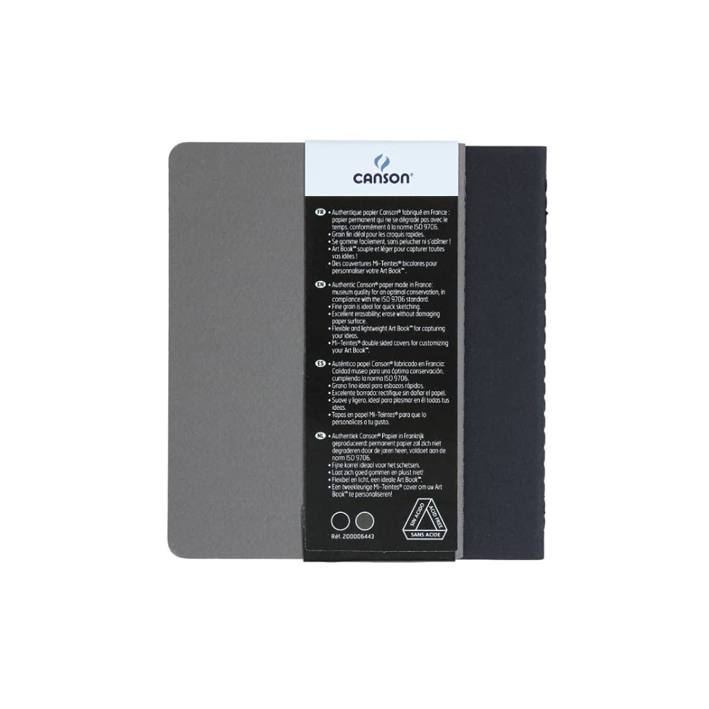 Canson Inspiration 96 Gsm Light Grain A6 Hardbound Books (Pack Of 2- Black & Dark Grey- 24 Sheets)