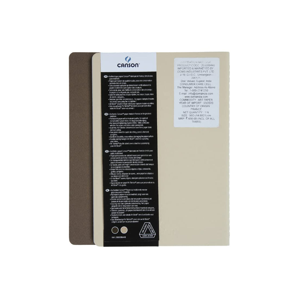 Canson Inspiration 96 Gsm Light Grain A5 Hardbound Books (Pack Of 2- Tobacco & Oyster- 30 Sheets)