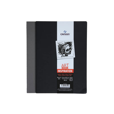 Canson Inspiration 96 Gsm Light Grain A4 Hardbound Books (Pack Of 2- Black & Dark Grey- 36 Sheets)