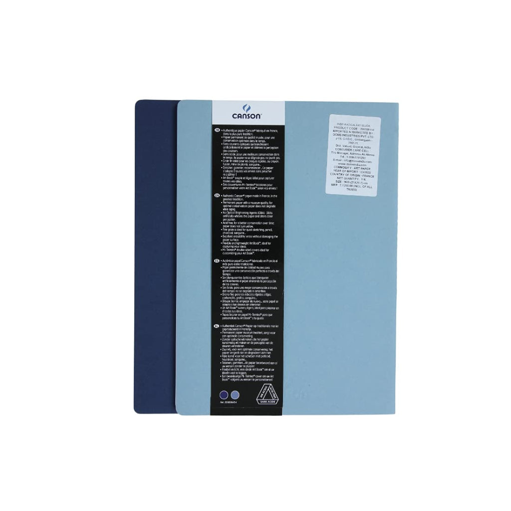 Canson Inspiration 96 Gsm Light Grain A4 Hardbound Books (Pack Of 2- Indigo Blue & Light Blue- 36 Sheets)