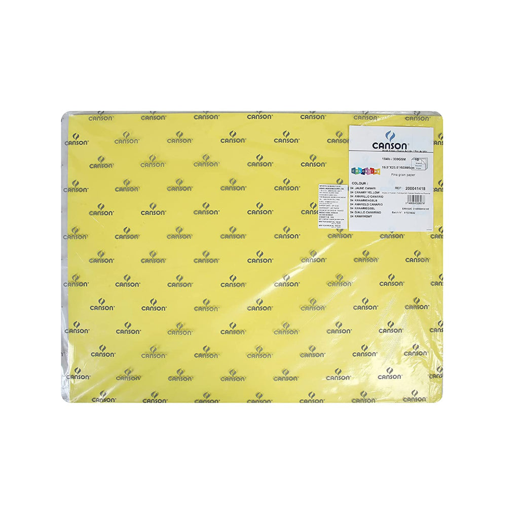 Canson Colorline 300 Gsm Grainy 50 X 65 Cm Coloured Drawing Paper Sheets(Canary Yellow- 10 Sheets)