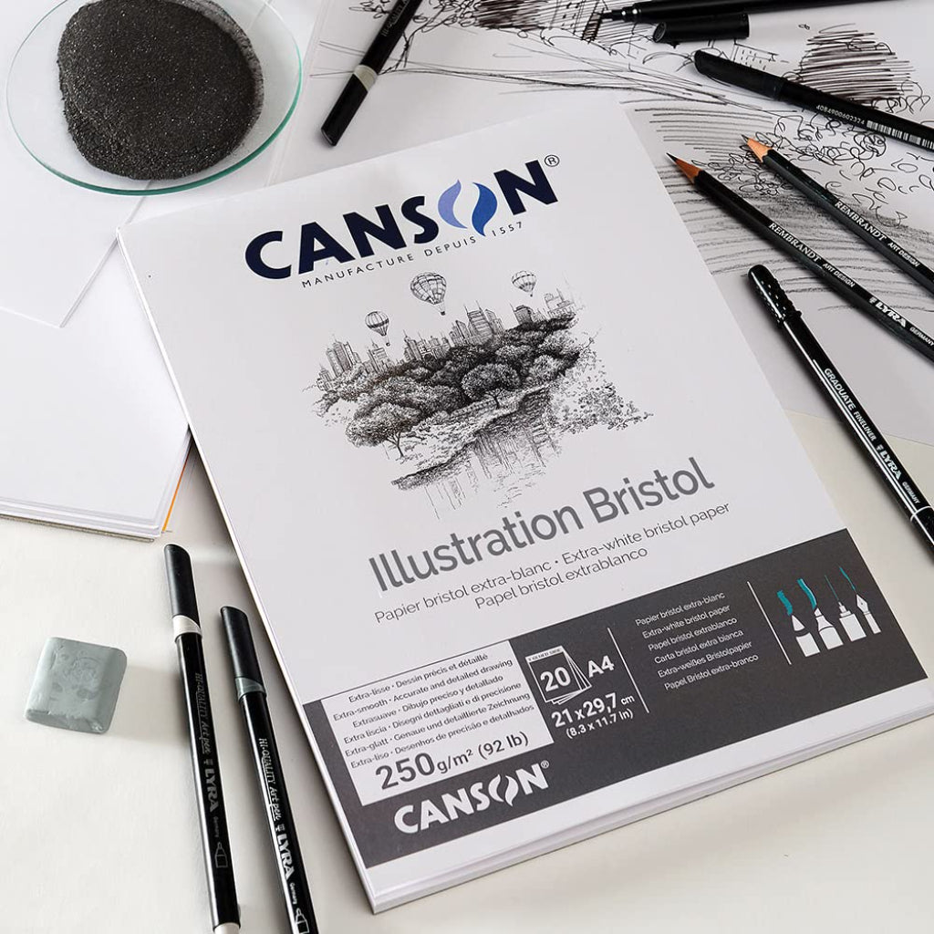 Canson Bristol 250 Gsm Very Smooth Texture A3 Sketching Paper Pad (Ultra White- 20 Sheets)