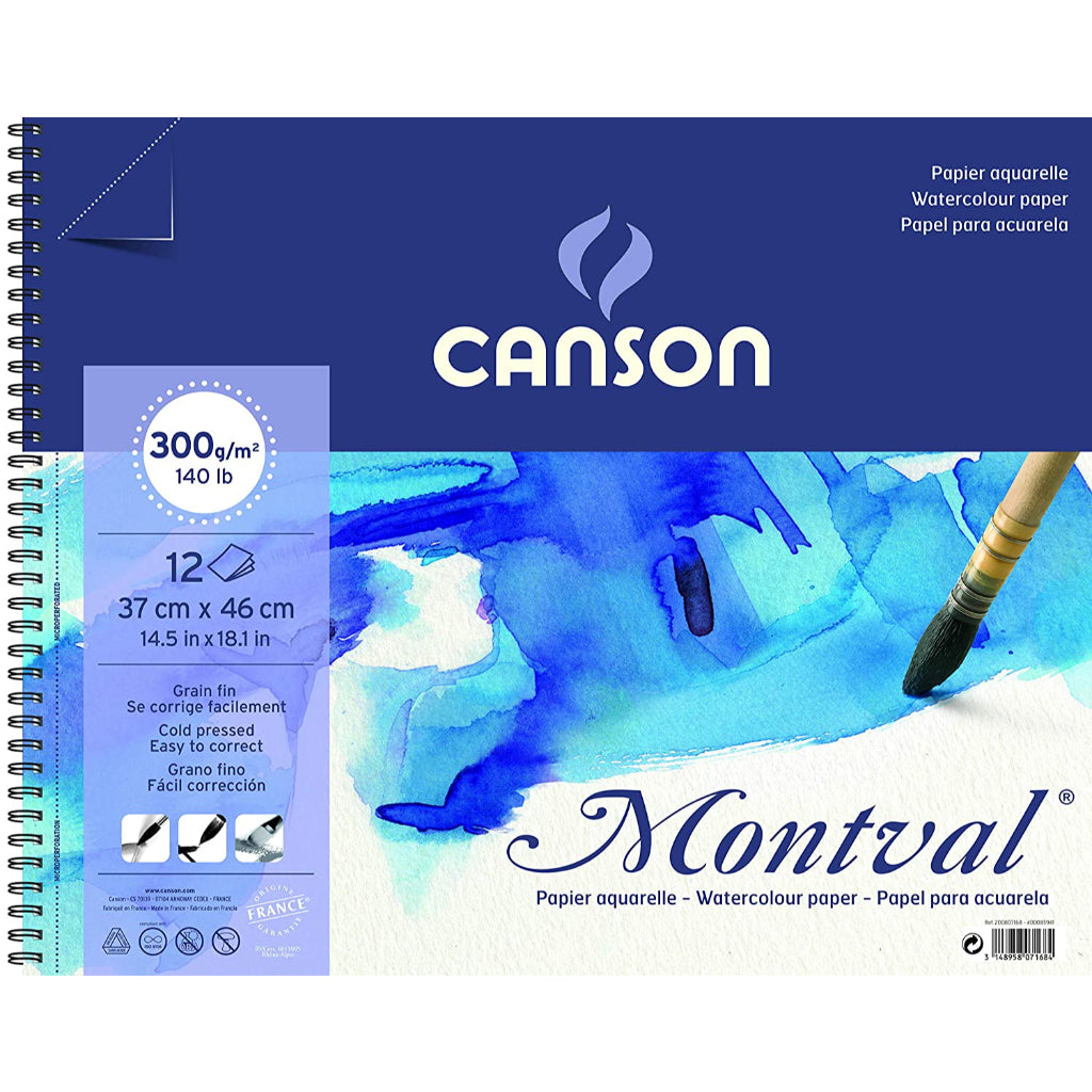 Canson Montval 300 Gsm 37 X 46 cm Album Of 12 Fine Grain Sheets