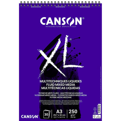 Canson Xl Mix-Media 300 Gsm Medium Grain A3 Paper Spiral Pad(White- 30 Sheets)