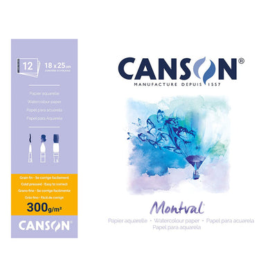 Canson Montval Aquarelle Watercolour Pad Paper - 18cm x 25 cm- White (Pack of 12)