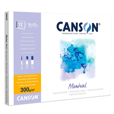 Canson Montval Aquarelle Watercolour Pad Paper - 18cm x 25 cm- White (Pack of 12)