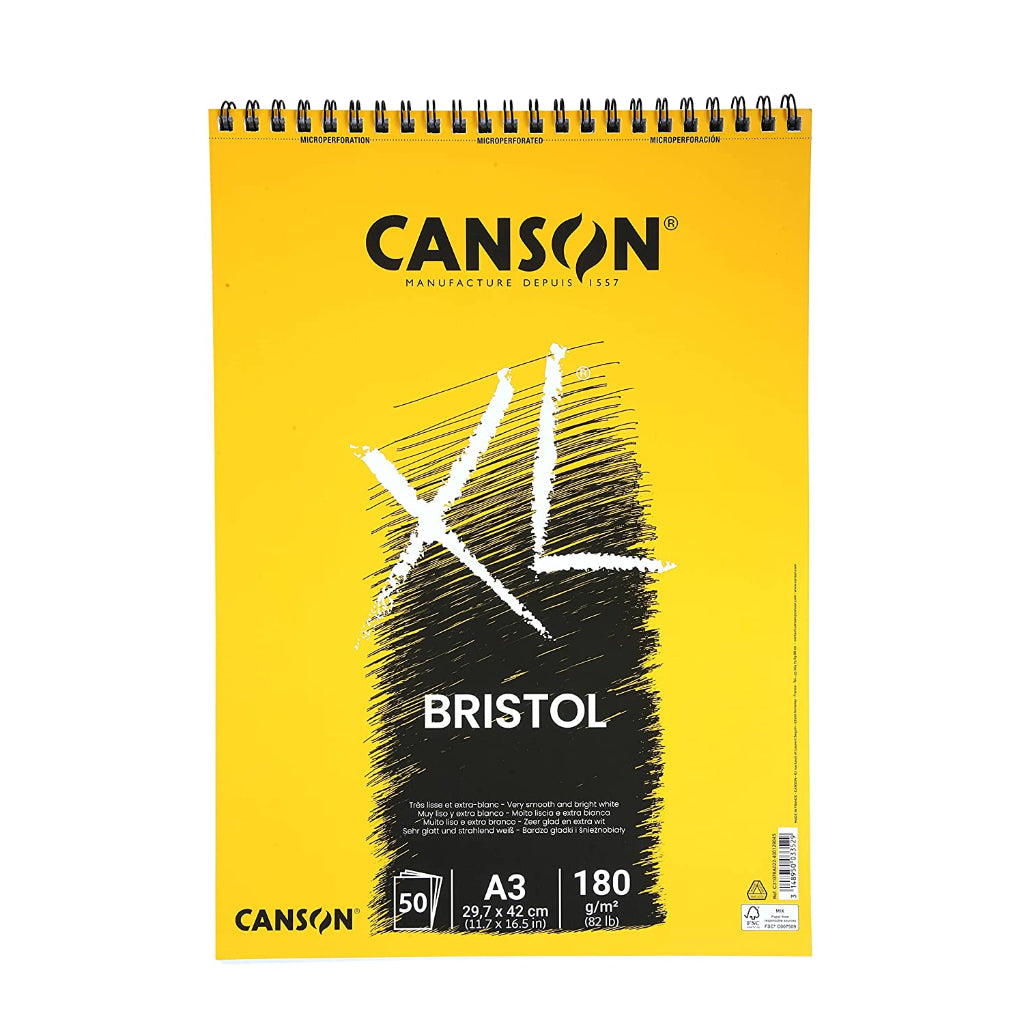 Canson Xl Bristol 180 Gsm Spiral Short Side A3 Pad (11.7X16.5 In-50 Sheets)