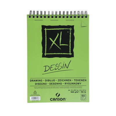 Canson Xl Dessin Drawing 160 Gsm Light Grain A4 Paper Spiral Pad(White- 50 Sheets)