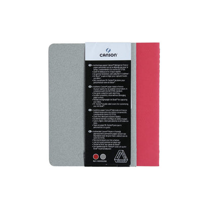 Canson Inspiration 96 Gsm Light Grain A6 Hardbound Books (Pack Of 2- Bright Red & Steel Grey- 24 Sheets)