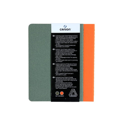Canson Inspiration 96 Gsm Light Grain A6 Hardbound Books (Pack Of 2- Ivy & Orange- 24 Sheets)