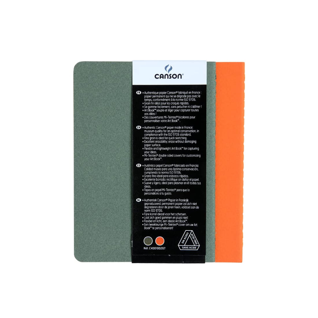 Canson Inspiration 96 Gsm Light Grain A6 Hardbound Books (Pack Of 2- Ivy & Orange- 24 Sheets)