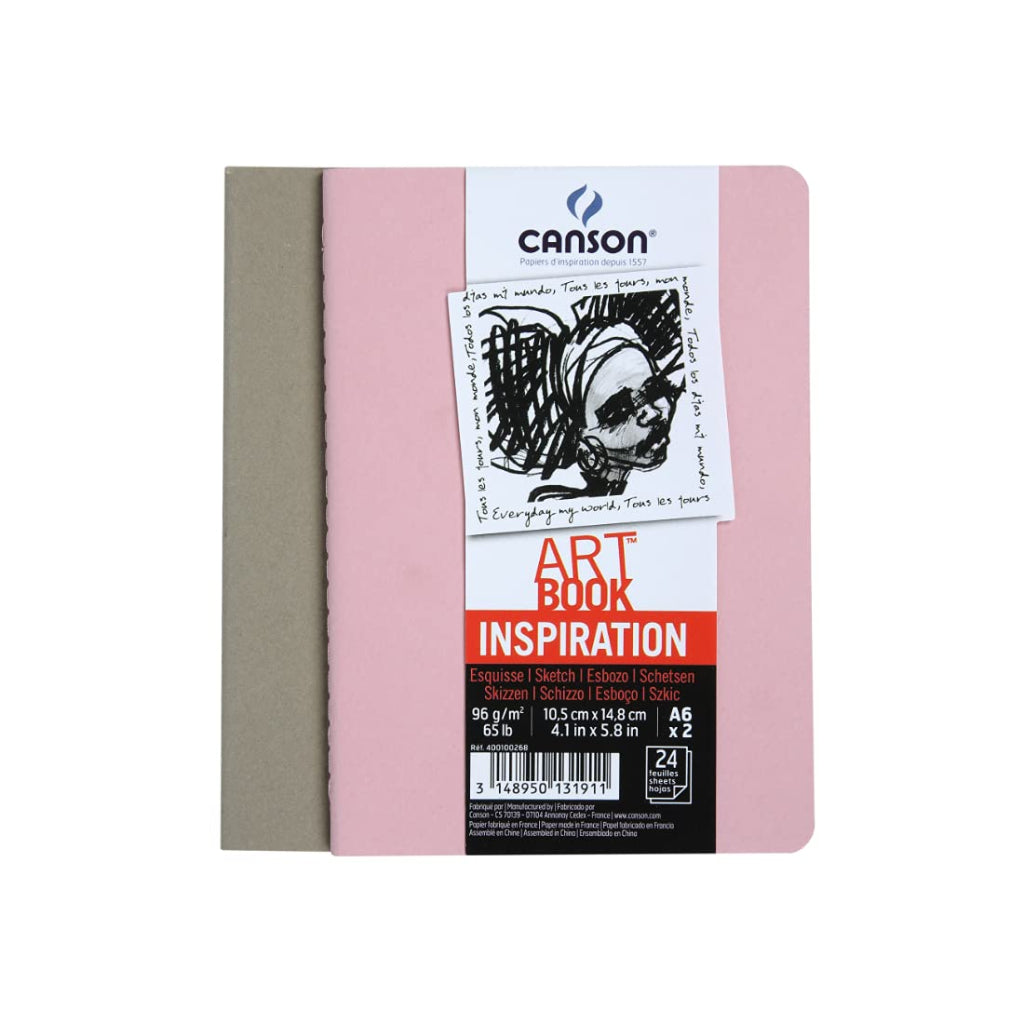 Canson Inspiration 96 Gsm Light Grain A6 Hardbound Books (Pack Of 2- Sepia & Orchid- 24 Sheets)