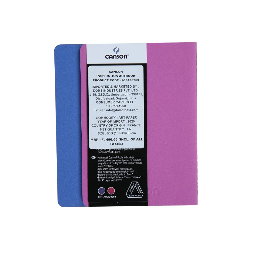 Canson Inspiration 96 Gsm Light Grain A6 Hardbound Books (Pack Of 2- Ultramarine & Violet- 24 Sheets)