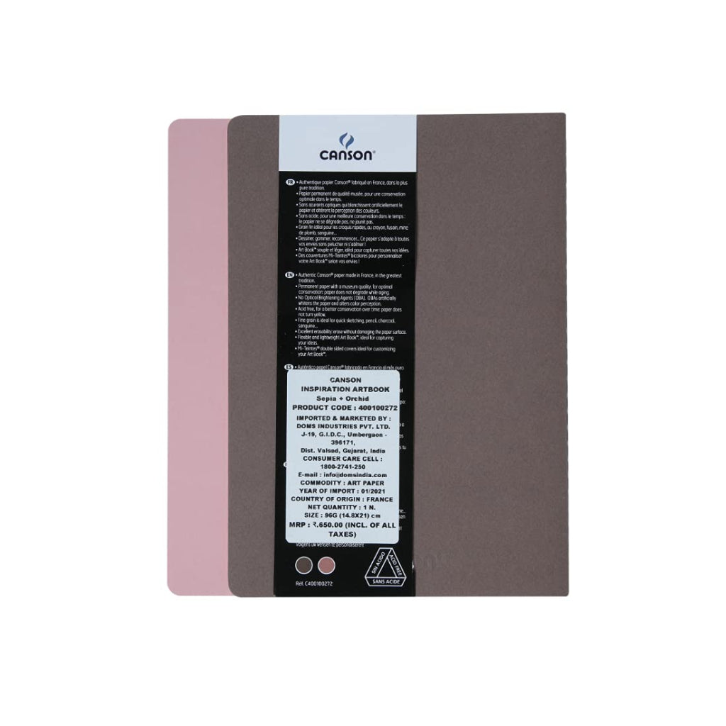 Canson Inspiration 96 Gsm Light Grain A5 Hardbound Books (Pack Of 2- Sepia & Orchid- 30 Sheets)
