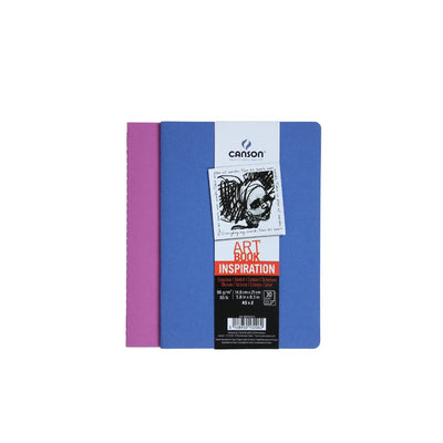 Canson Inspiration 96 Gsm Light Grain A5 Hardbound Books (Pack Of 2- Ultramarine & Violet- 30 Sheets)