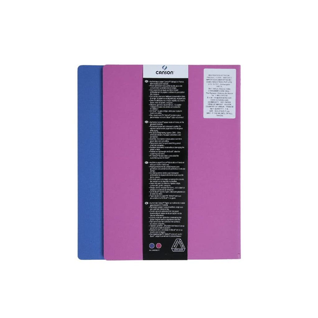 Canson Inspiration 96 Gsm Light Grain A4 Hardbound Books (Pack Of 2- Ultramarine & Violet- 36 Sheets)