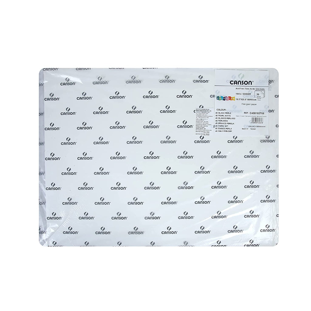 Canson Colorline 300 Gsm Grainy 50 X 65 Cm Coloured Drawing Paper Sheets(Pearl White- 10 Sheets)
