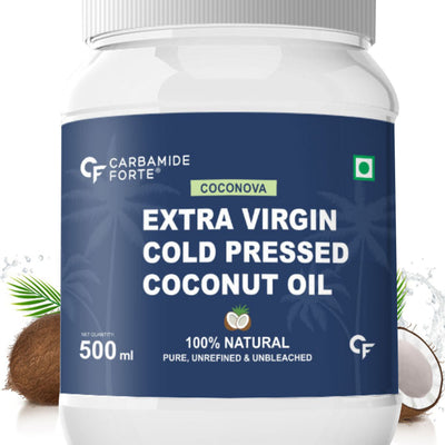 Carbamide Forte 100% Pure Extra Virgin Cold Pressed Coconut Oil for Skin, Hair Growth & Cooking – 500ml