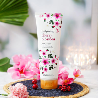 Bodycology Cherry Blossom Body Cream & Hand Cream | Moisturise, Soothing, Protects Skin Barrier |For Hydrated Body & Hand | Paraben & Phthalete Free, Cruelty Free - Combo of 2