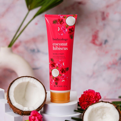 Bodycology Coconut Hibiscus Body Wash & Body Cream |Cleanse, Hydrates, Moisturizes & Lightweight | For Dehydrated, Dull & Dry Skin | Paraben & Phthalete Free, Cruelty Free - Combo of 2