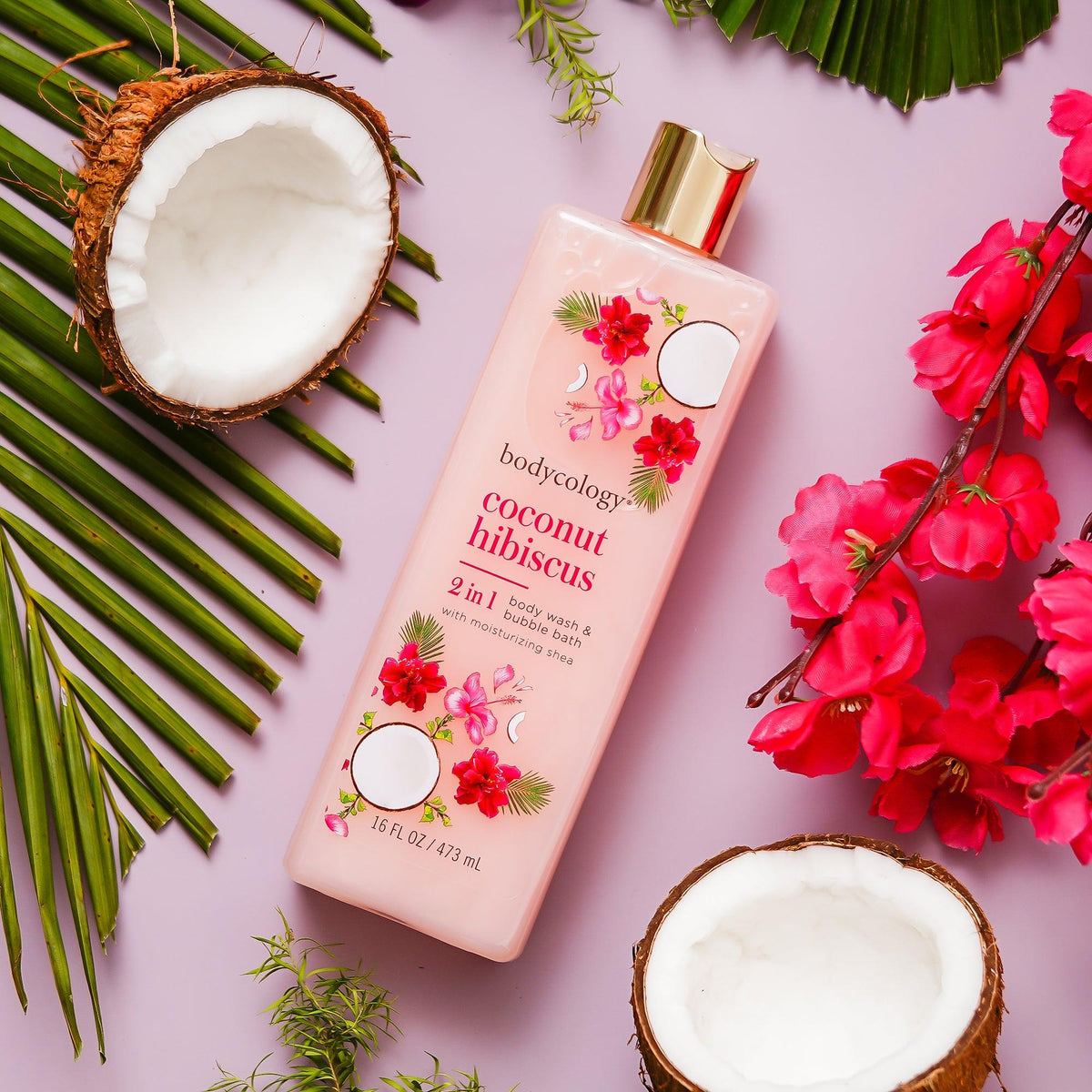 Bodycology Coconut Hibiscus Body Wash & Body Cream |Cleanse, Hydrates, Moisturizes & Lightweight | For Dehydrated, Dull & Dry Skin | Paraben & Phthalete Free, Cruelty Free - Combo of 2