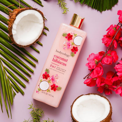 Bodycology Coconut Hibiscus Body Wash & Sugar Scrub | Exfoliate, Cleanse,Moisturise & Removes Dead Skin | For Dull & Dehydrated Skin | Paraben & Phthalete Free, Cruelty Free - Combo of 2