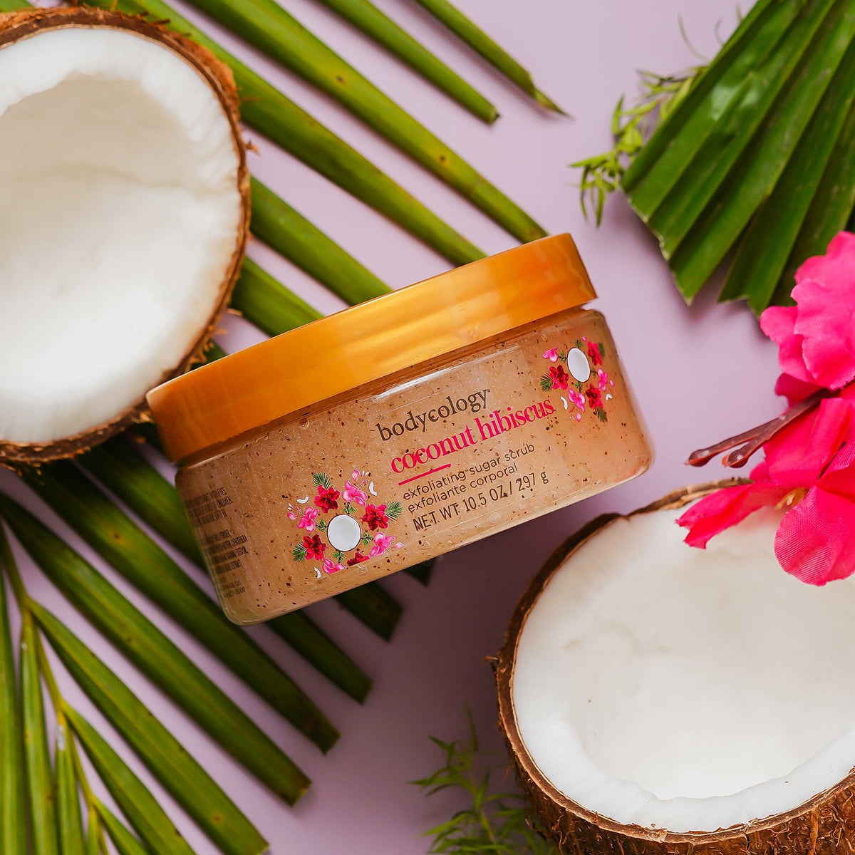 Bodycology Coconut Hibiscus Body Wash & Sugar Scrub | Exfoliate, Cleanse,Moisturise & Removes Dead Skin | For Dull & Dehydrated Skin | Paraben & Phthalete Free, Cruelty Free - Combo of 2