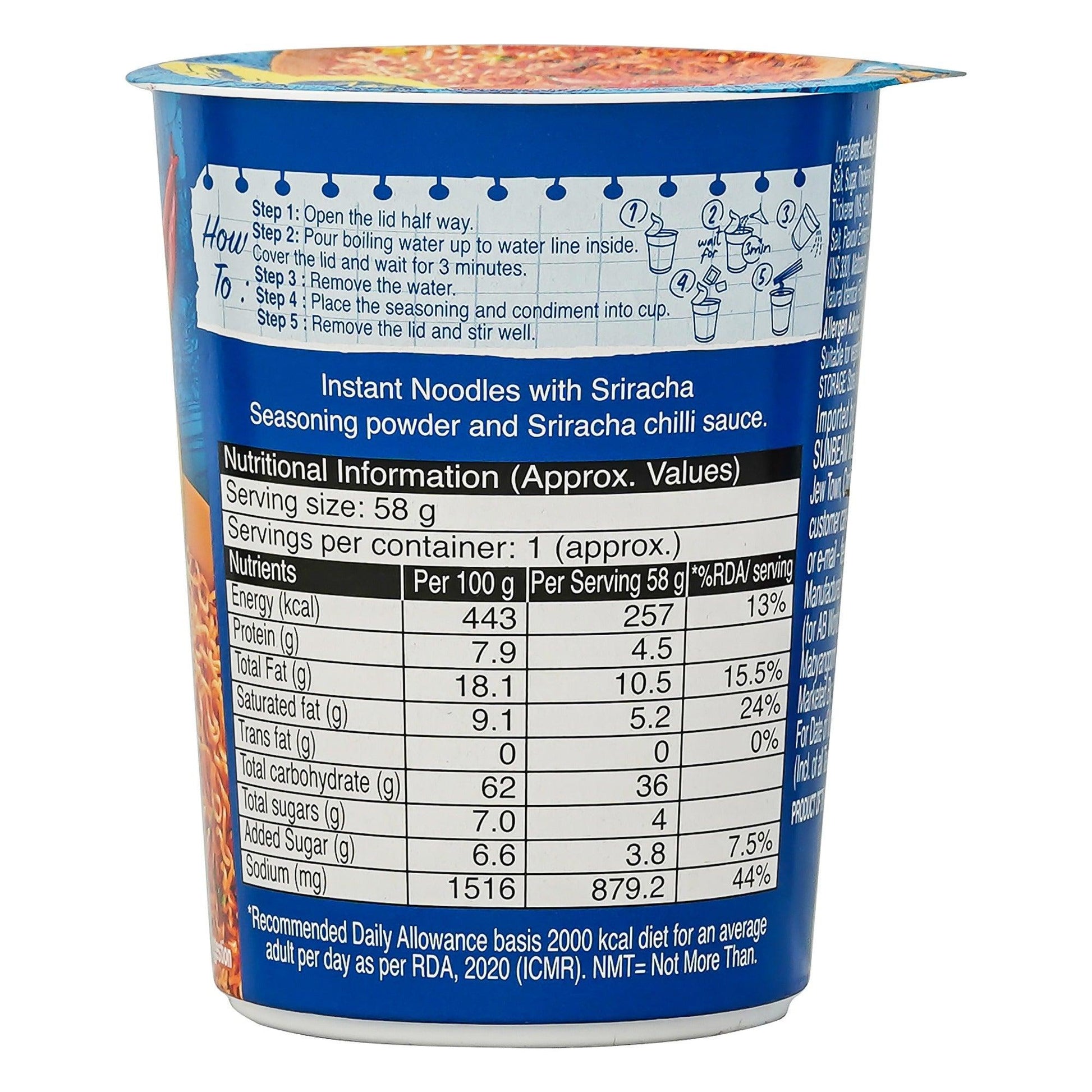 Sriracha Chilli Instant Cup Noodle