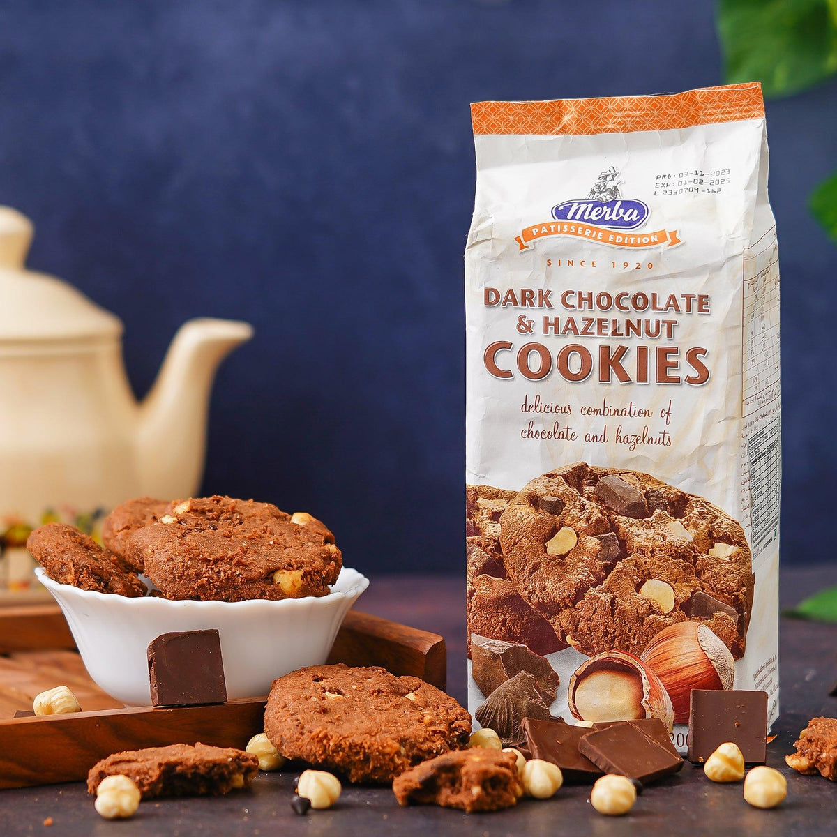 Dark Chocolate & Hazelnut Patisserie Cookies, Premium Gourmet Treats, 200g