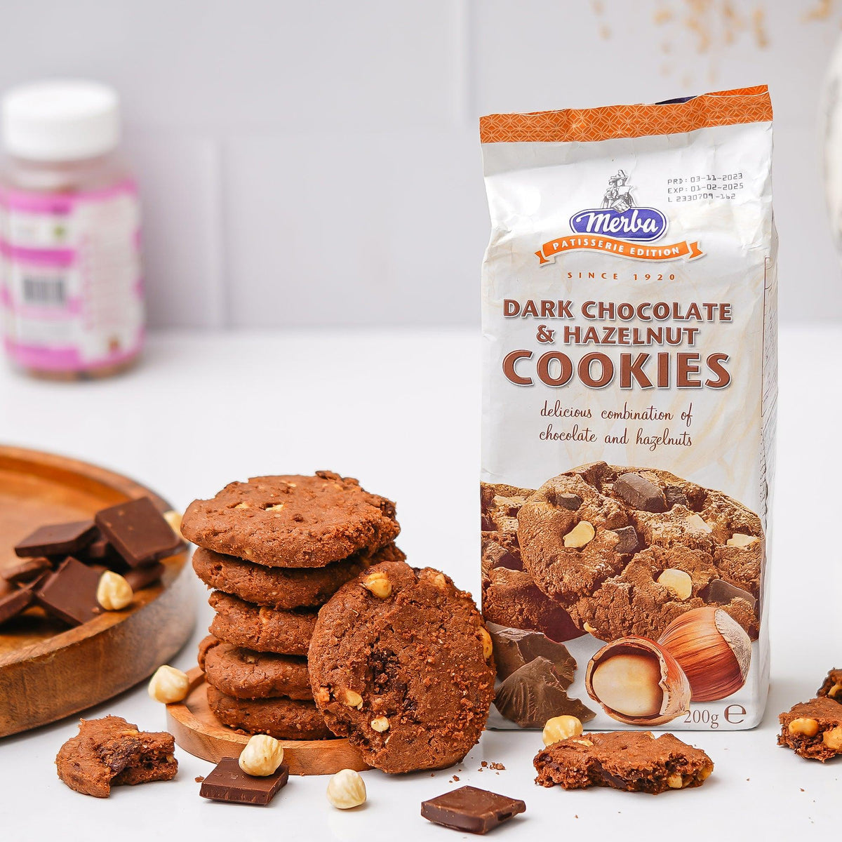Dark Chocolate & Hazelnut Patisserie Cookies, Premium Gourmet Treats, 200g