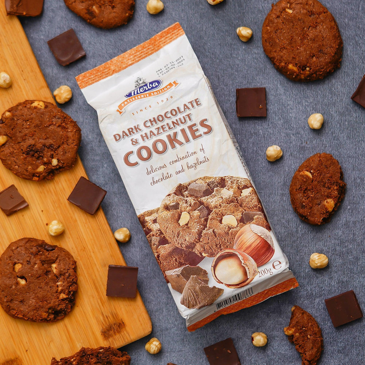 Dark Chocolate & Hazelnut Patisserie Cookies, Premium Gourmet Treats, 200g