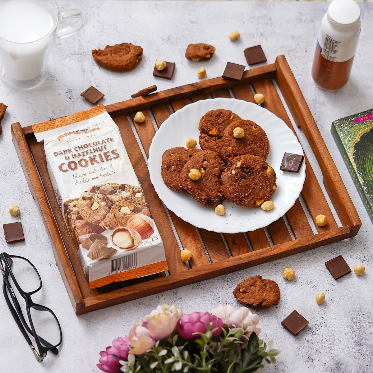 Dark Chocolate & Hazelnut Patisserie Cookies, Premium Gourmet Treats, 200g