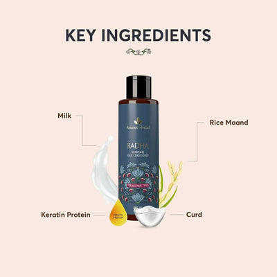 Avimee Herbal Radha Hair Conditioner For All Hair Type With Keratin Protein, Rice Protein, Apple Cider Vinegar & Aloe Vera, Makes Hair Silky Smooth