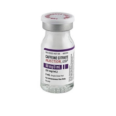 Caffeine Citrate for Injection 60 mg/ 3mL (20 mg/mL) Single-Dose Vial 3 mL (RX)