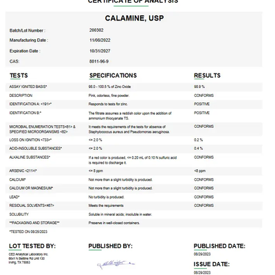 Calamine API Powder USP For Custom Compounding