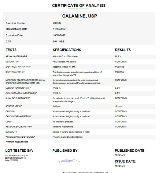 Calamine API Powder USP For Custom Compounding